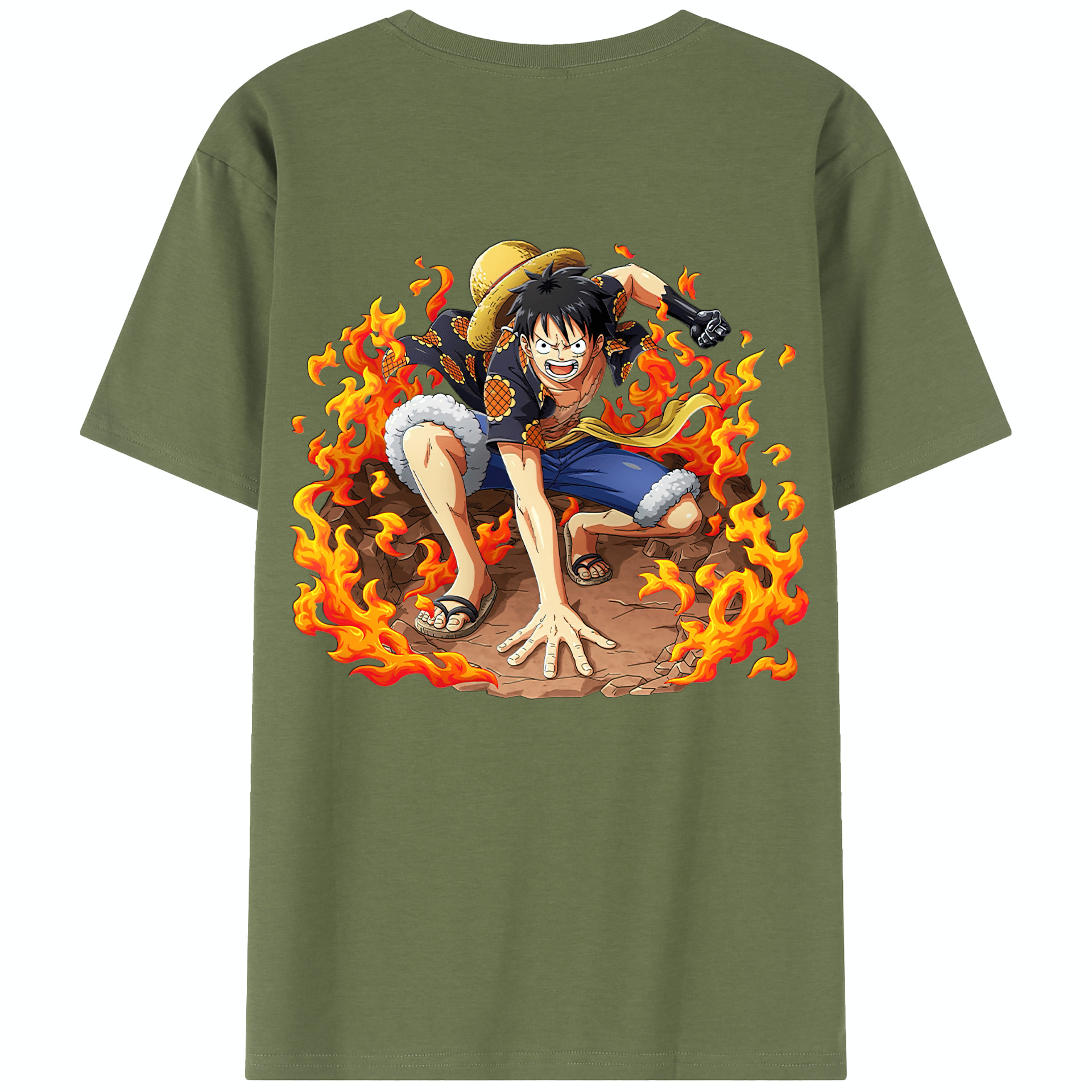 ワンピース モンキー・D・ルフィ ONE PIECE Monkey D. Luffy 綿100％半袖Tシャツ（背面プリント）